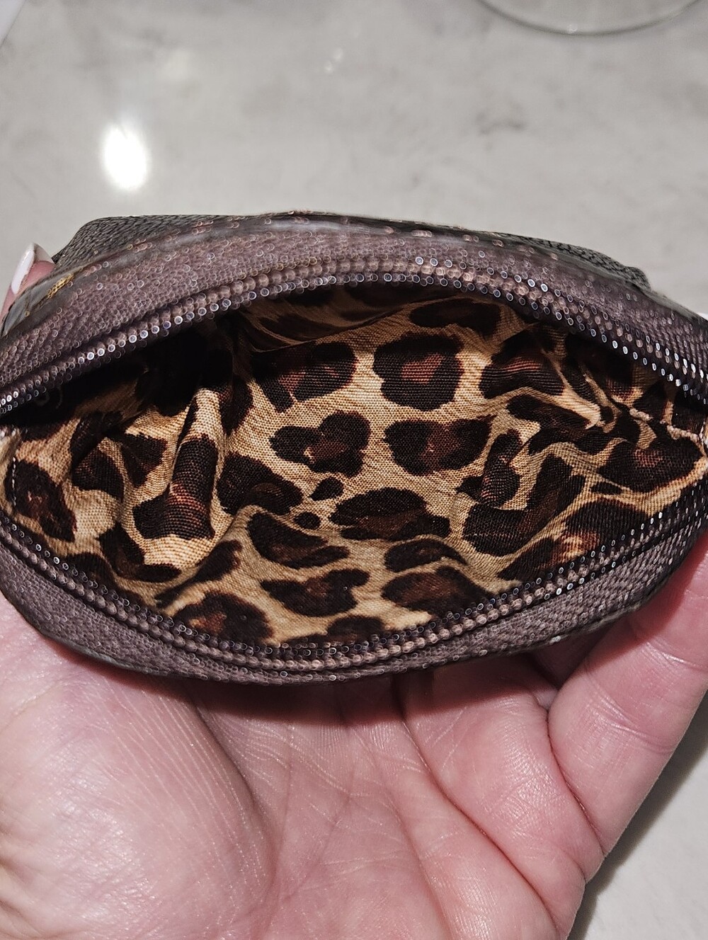 Brighton Chocolate Brown With Animal Print Inside Pouch, Like New! - Picture 8 of 12